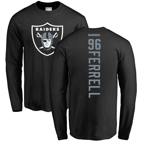 Men Oakland Raiders Black Clelin Ferrell Backer NFL Football #96 Long Sleeve T Shirt